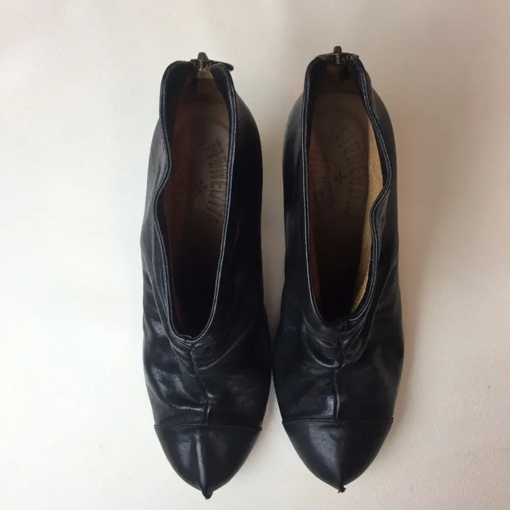 Fiorentini & Baker Leather Chunky Heel Ankle Boots,‎ Black, Sz 9.5